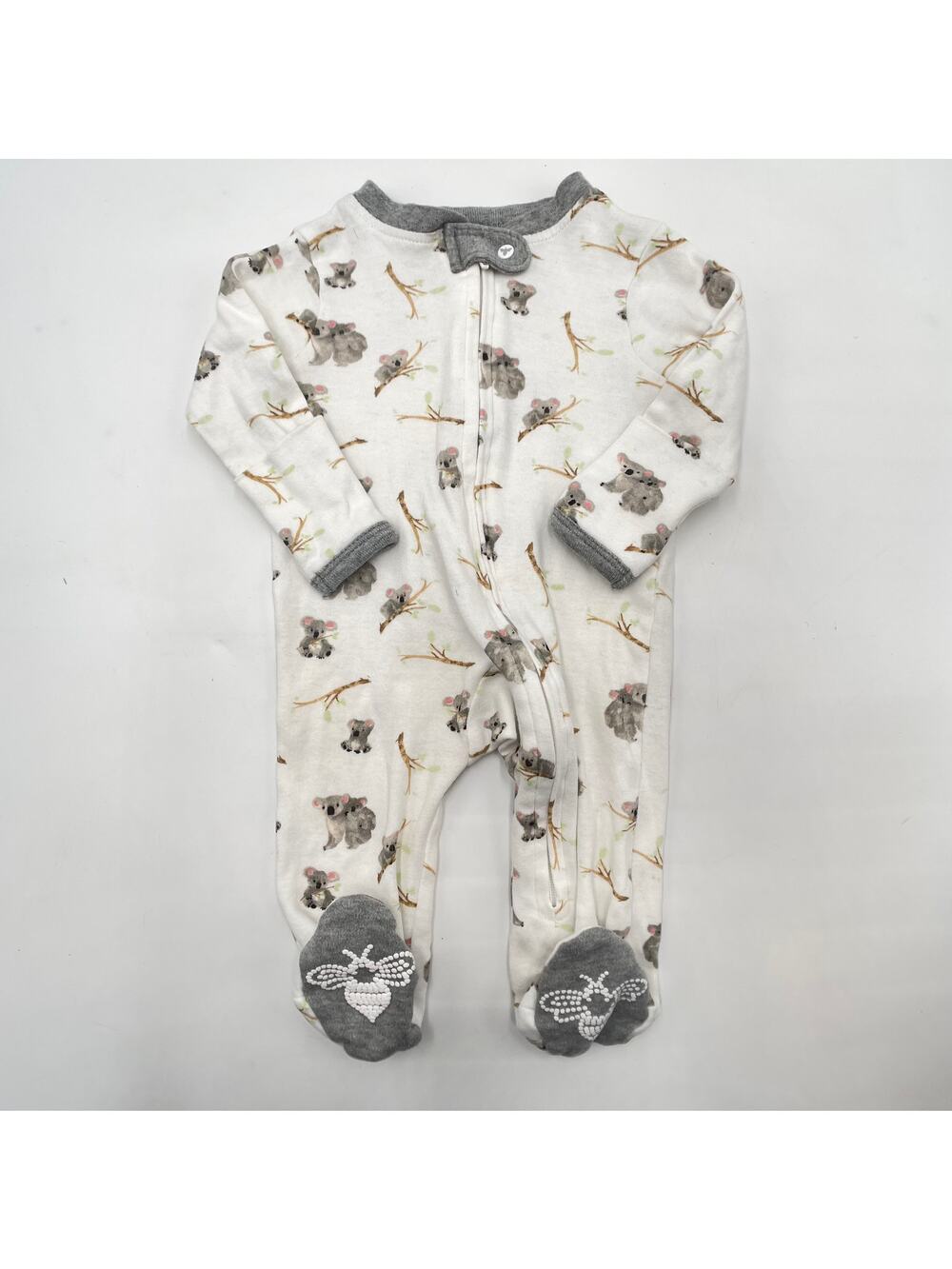 Burt's Bees Baby Kola Bear Organic Gray Newborn Footed Pajamas Sleep Play